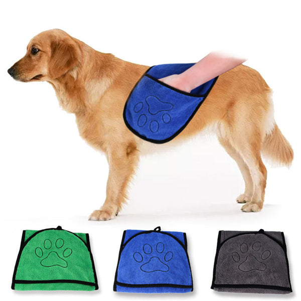 Absorberende hundehåndkle med lommer