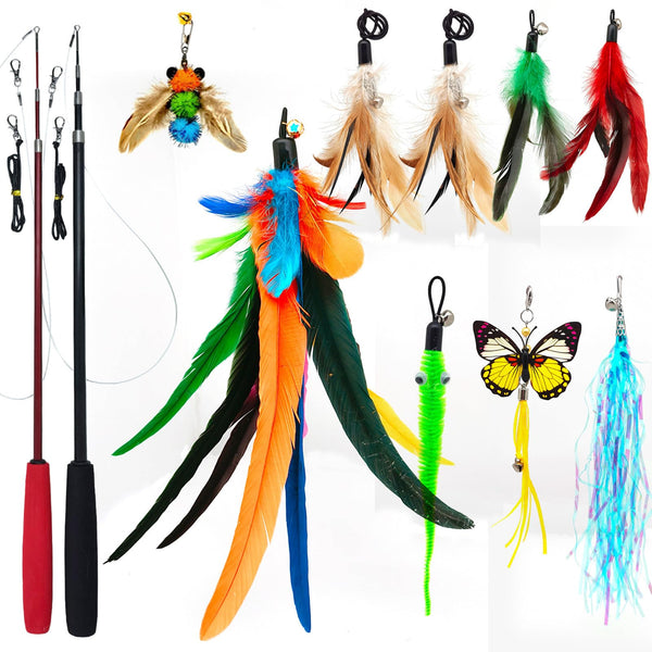 Cañas extensibles para gatos con 9 plumas